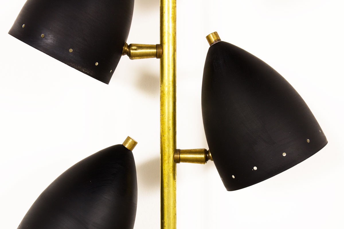 Applique modèle Torche en laiton et réflecteurs noir design contemporain italien