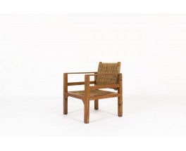 Armchair in rope and tinted pine 1950