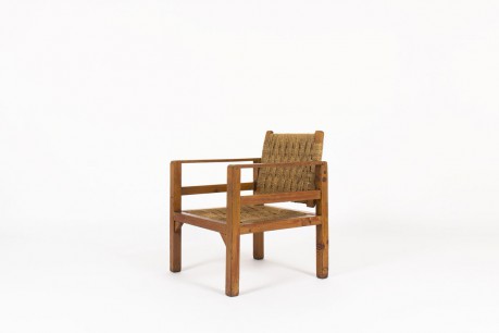Armchair in rope and tinted pine 1950