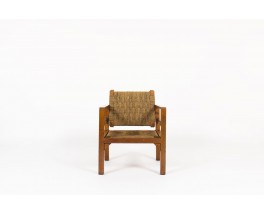 Armchair in rope and tinted pine 1950