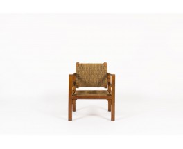 Armchair in rope and tinted pine 1950