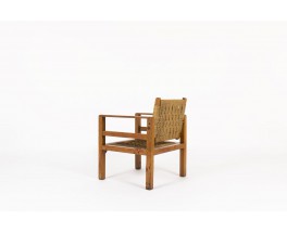 Armchair in rope and tinted pine 1950