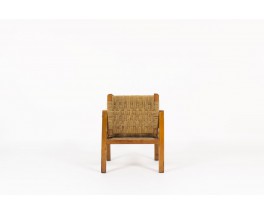 Armchair in rope and tinted pine 1950