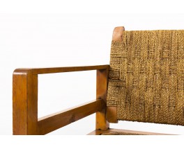 Fauteuil en corde tressée et pin teinté 1950