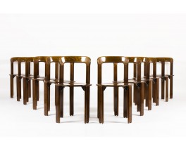 Bruno Rey stackable chairs in beech edition Dietiker 1970 set of 12