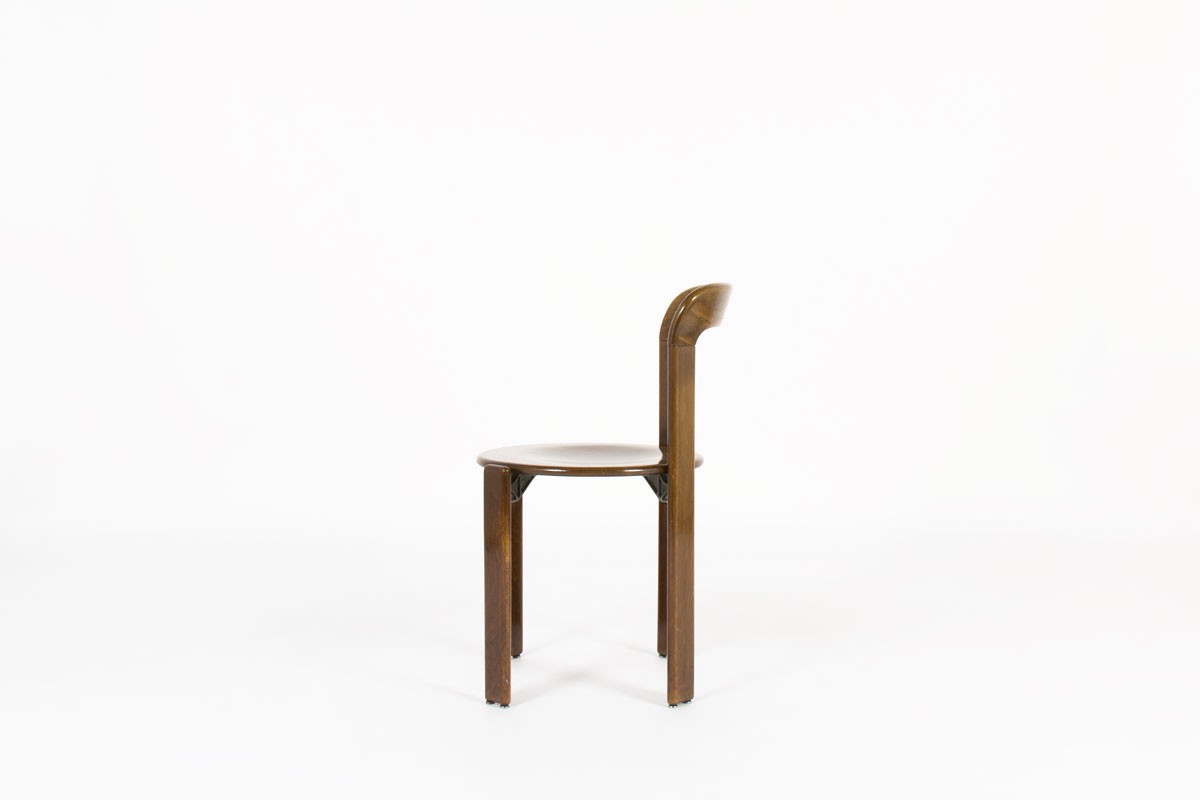 Bruno Rey stackable chairs in beech edition Dietiker 1970 set of 12