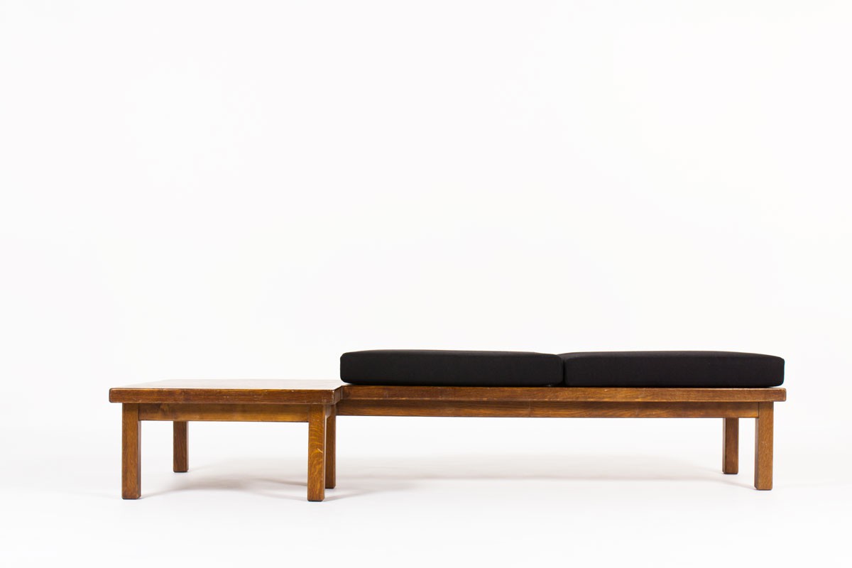 Banc en tissu et en bois noir