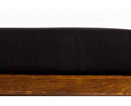 Daybed in oak and black linen fabric 1950