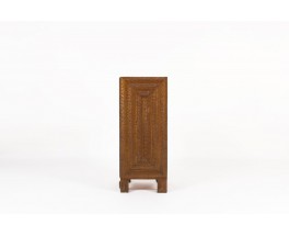 Cabinet in carved oak brutalist design 1950