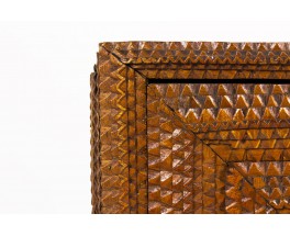 Cabinet in carved oak brutalist design 1950