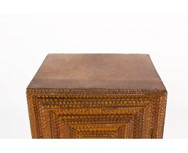 Cabinet in carved oak brutalist design 1950