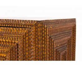 Cabinet in carved oak brutalist design 1950