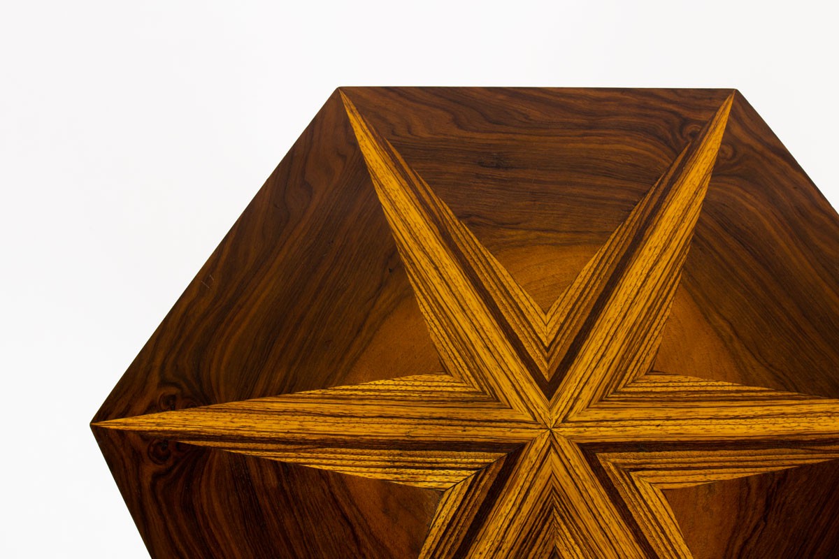 Coffee table model hexagon in marquetry Art Deco 1930