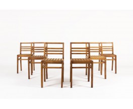 Chaises René Gabriel modèle Caillebotis 1950 set de 6