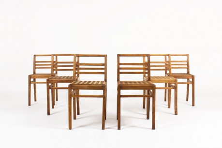 Chaises René Gabriel modèle Caillebotis 1950 set de 6
