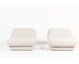 Low chairs with Snowy Fabric from Maison Thevenon 1970 set of 2