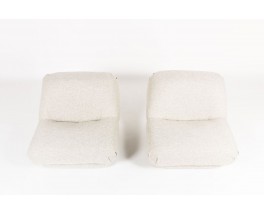 Low chairs with Snowy Fabric from Maison Thevenon 1970 set of 2