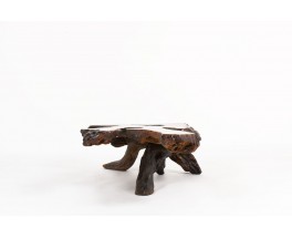 Coffee table in rosewood root brutalist design 1950