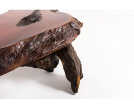 Coffee table in rosewood root brutalist design 1950