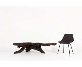 Coffee table in rosewood root brutalist design 1950