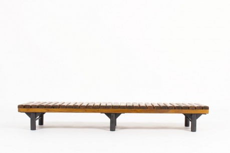 Banc à lattes métal et frêne 1950