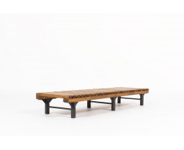 Bench in metal and ash slat 1950