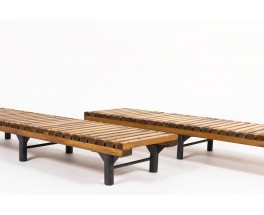 Bench in metal and ash slat 1950