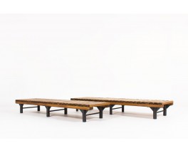 Bench in metal and ash slat 1950