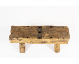 Bench in oak small model brutalist design 1950