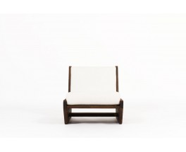 Rene Martin low chair model Ciseaux in pine Bouclette fabric from Maison Thevenon 1960