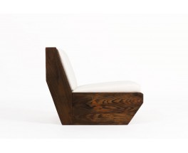 Rene Martin low chair model Ciseaux in pine Bouclette fabric from Maison Thevenon 1960