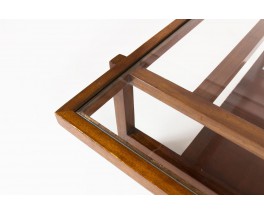 Table basse carrée hêtre et verre 1950
