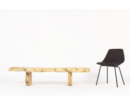 Banc grand modèle en orme design brutaliste 1950