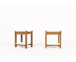 Bedside tables with drawer tinted beech and lacquer 1960 set of 2