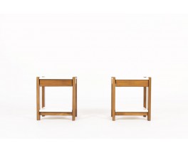 Bedside tables with drawer tinted beech and lacquer 1960 set of 2