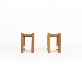 Bedside tables with drawer tinted beech and lacquer 1960 set of 2