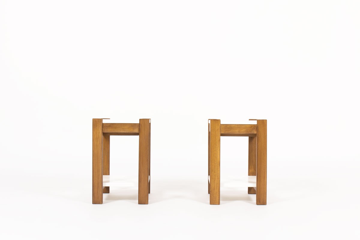 Bedside tables with drawer tinted beech and lacquer 1960 set of 2
