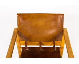 Karin Mobring armchairs in pine and leather 1970 set of 2