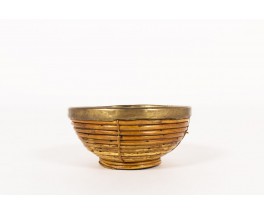 Fruit basket in rattan and brass 1950