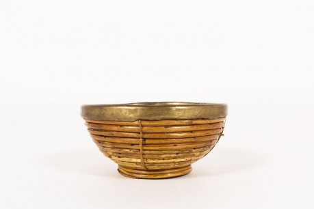 Corbeille à fruit rotin et laiton 1950