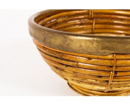 Fruit basket in rattan and brass 1950