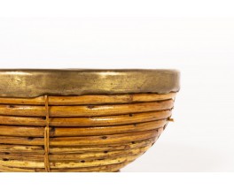 Fruit basket in rattan and brass 1950