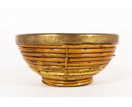 Fruit basket in rattan and brass 1950