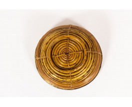 Fruit basket in rattan and brass 1950