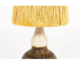 Georges Pelletier lamp in brown ceramic and rope lampshade 1960