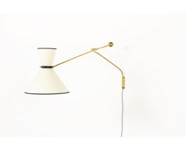 Wall light with brass counterweight and diabolo lampshade edition Lunel 1950