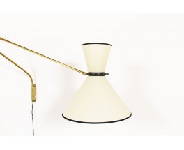 Wall light with brass counterweight and diabolo lampshade edition Lunel 1950