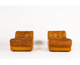 Low chairs model DS11 in leather edition De Sede 1970 set of 2