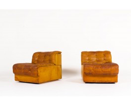 Low chairs model DS11 in leather edition De Sede 1970 set of 2