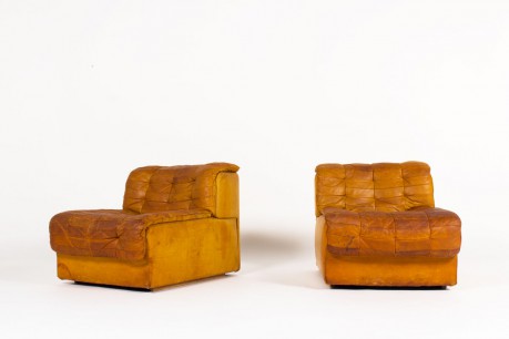 Low chairs model DS11 in leather edition De Sede 1970 set of 2